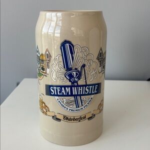 Steam Whistle Ceramic Beer Stein with Festive Design